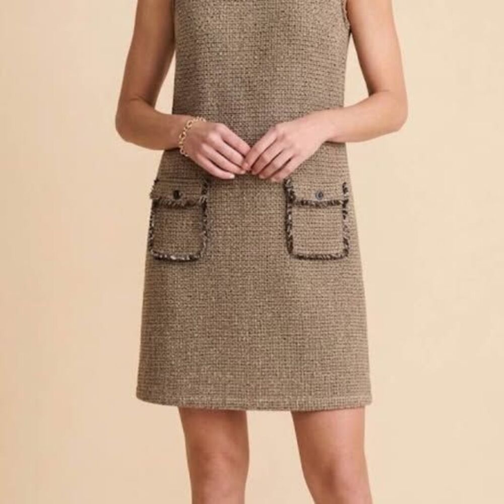 J. Jill size M brown fringe Tweed Shift Dress